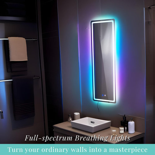 Wrought Studio Denekia Lighted Full Length Mirror Wall Mounted Mirror